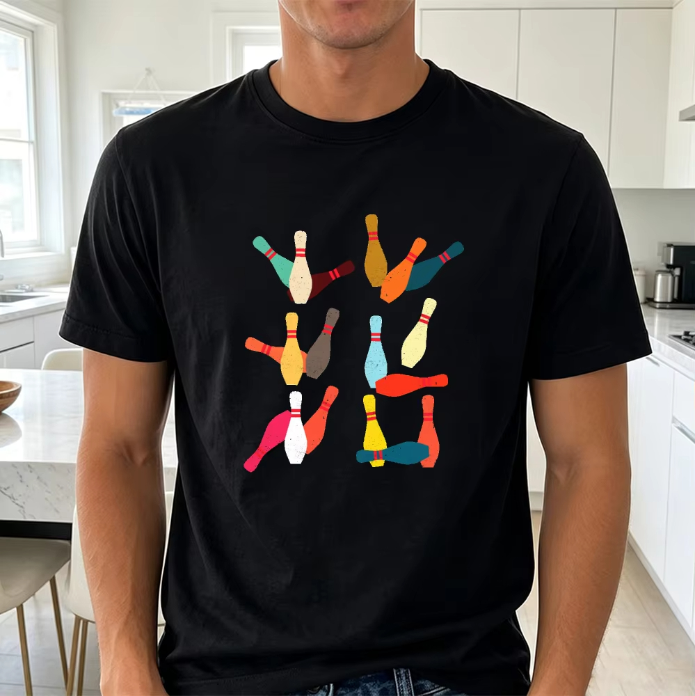 Home Gym Outfit - Mixed Color Cartoon Bowling Pins Men