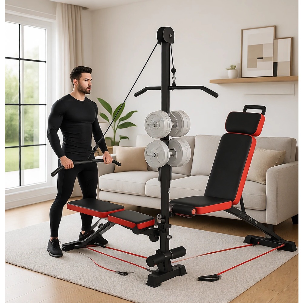 Home Gym Weight - Multi-Functional Weight Bench with Pulley System