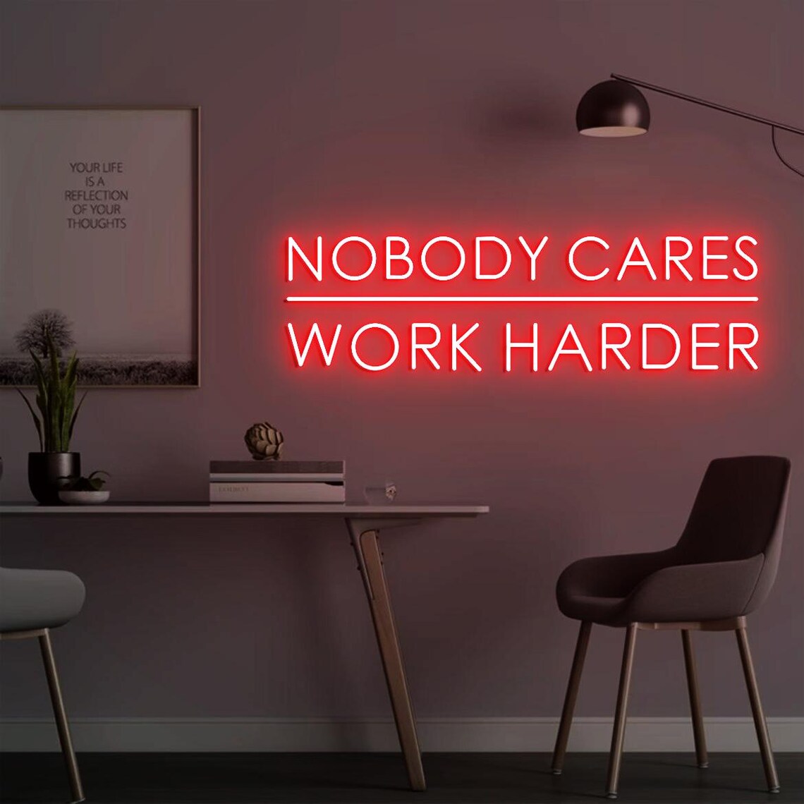 Nobody Cares Work Harder Neon  - Home Gym Design Ideas review and price