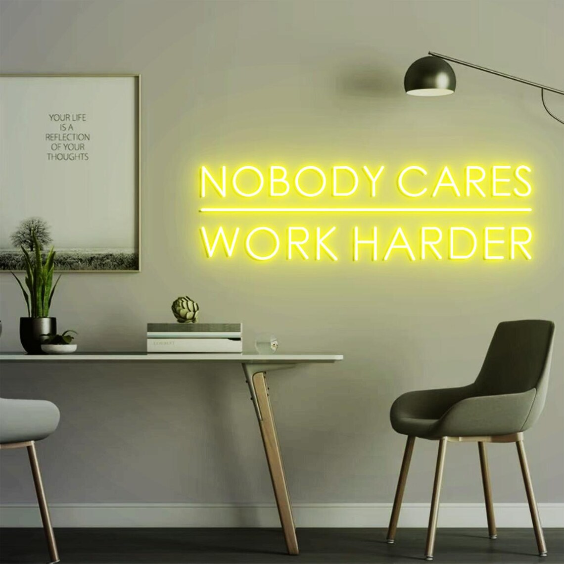 Nobody Cares Work Harder Neon  - Home Gym Design Ideas review and price