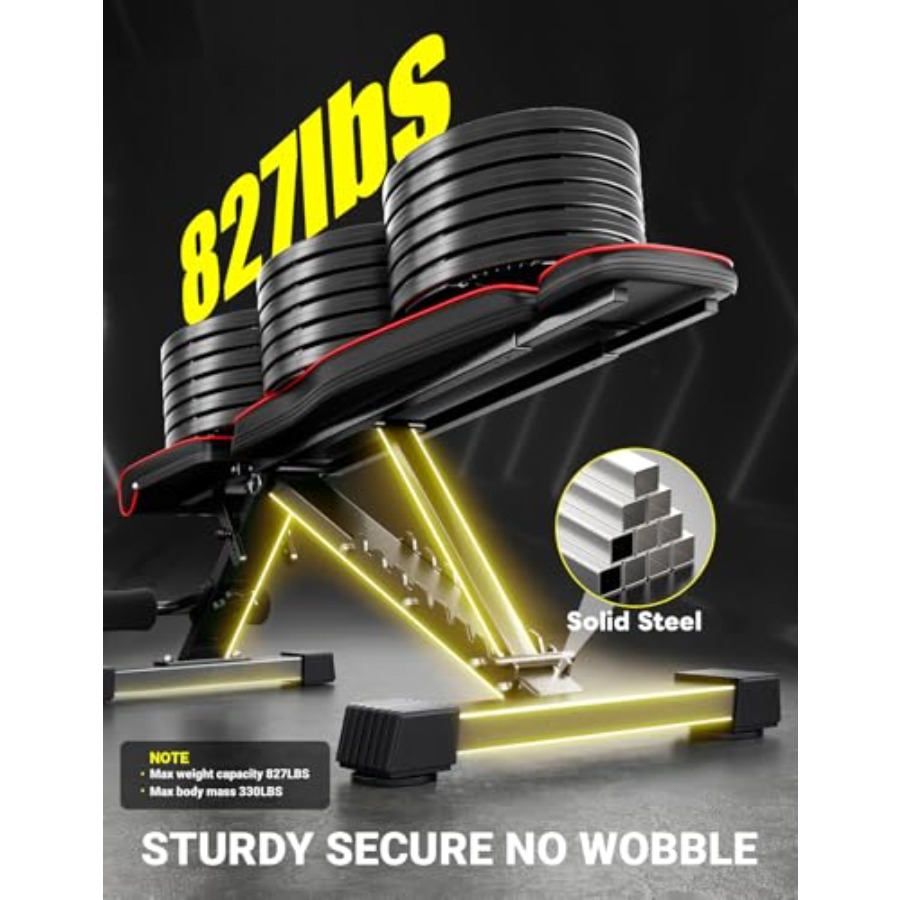 Adjustable Weight Bench 827LB  - Home Gym Second review and price