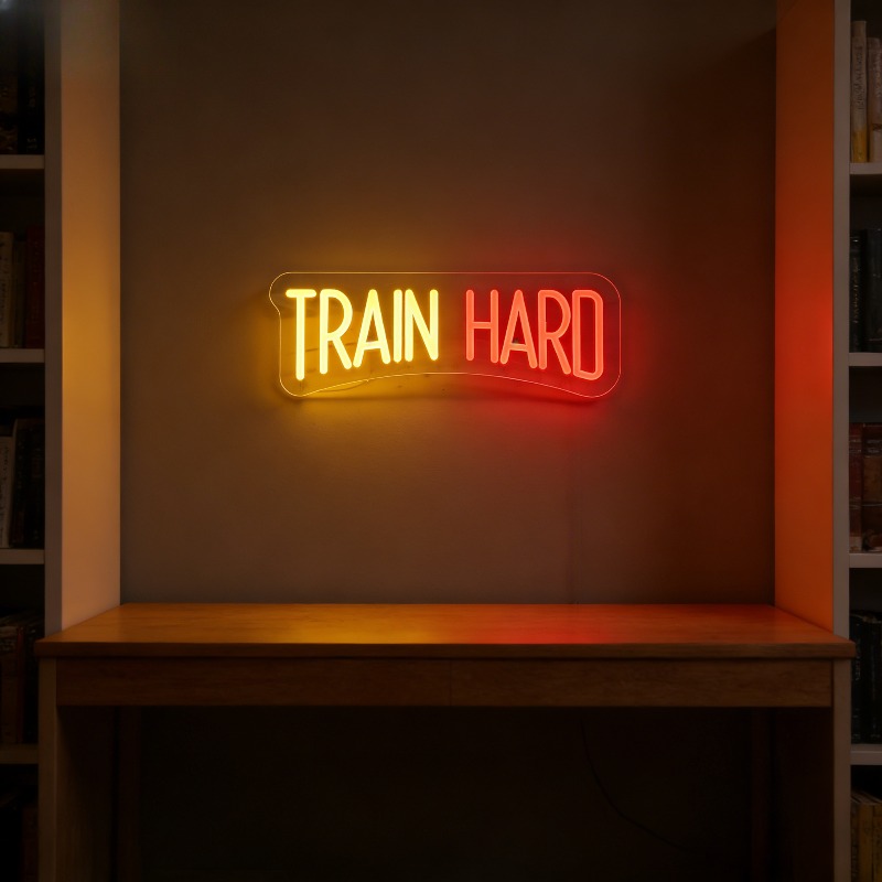 TRAIN HARD Yellow Red LED Neon - Home Gym Yellow review and price